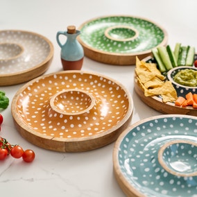 Dexam Sintra Mango Wood Spotted Chip and Dip Bowl