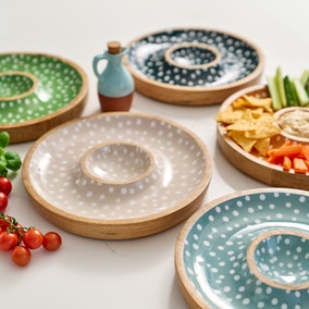 Dexam Sintra Mango Wood Spotted Chip and Dip Bowl