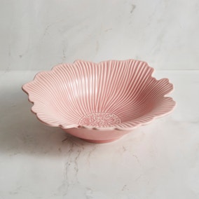 Embossed Floral Reactive Glaze Stoneware Serving Bowl Embossed Floral Reactive Glaze Stoneware Serving Bowl