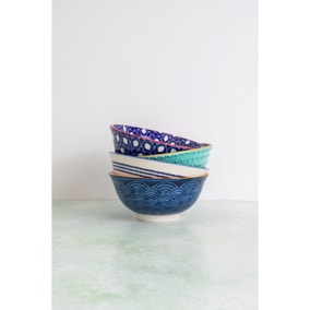 Kitchencraft Set of 4 Blue Ceramic Serving Bowls Kitchencraft Set of 4 Blue Ceramic Serving Bowls