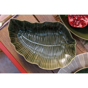 Mikasa Jardin Green Leaf Stoneware Serving Platter