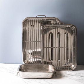 Stainless Steel Roasting Tin with Rack and Handles