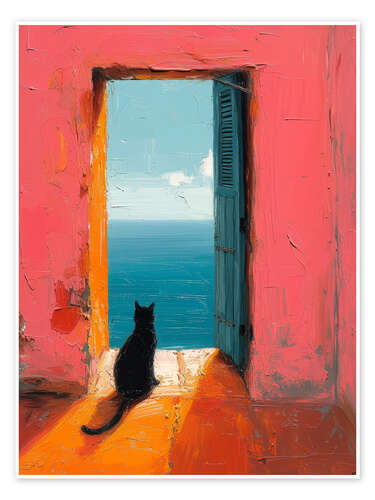 Cat starring at the sea