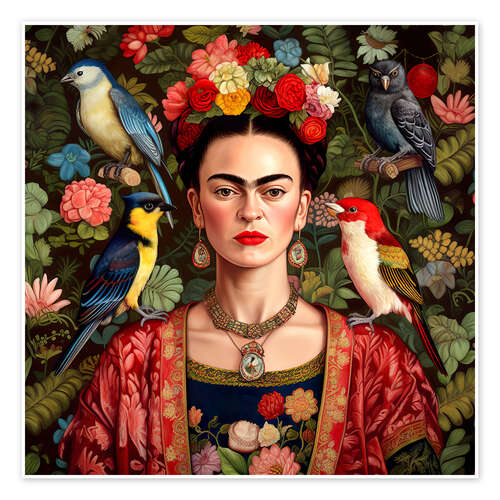 Frida Kahlo with Exotic Birds
