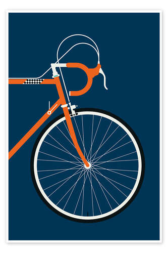 Orange racing bike - front