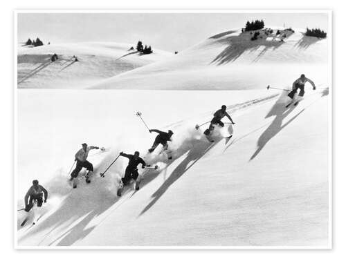 Six Skiers on the Downhill Run