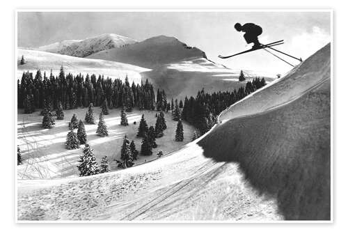 Ski Jumper in Snowy Landscape With Trees
