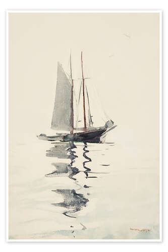 Two-masted Schooner with Dory