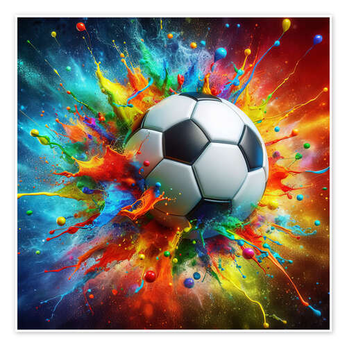 Watercolour soccer ball with explosive touches